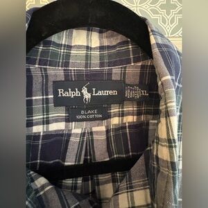 Ralph Lauren Men's Navy and White Plaid Shirt